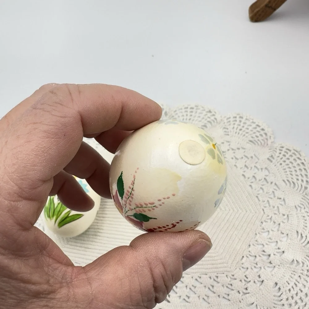 Lot of 3 Hand Painted Floral Real Egg Shell Ornate Hanging Ornament Easter Decor
